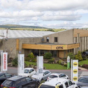Exterior view of the CMS Window Systems HQ at Castlecary, near Cumbernauld.