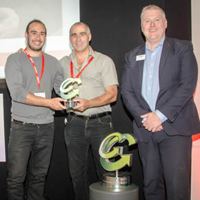 The renewable technologies firm (represented by son Matt and father Trevor Bell L-R) received the Award from Martin Fahey