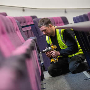 Novus' team carries out refurbishment work at university lecture theatre