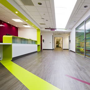 Coloured vinyl flooring for Chorley Hospital’s Urgent Care Centre