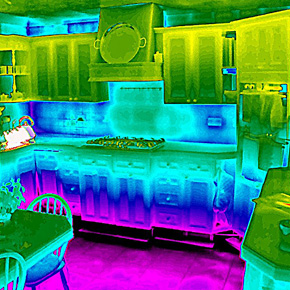 A typical thermal image which demonstrates the patterns that iRed need to determine: notice the large gradient from floor to ceiling.