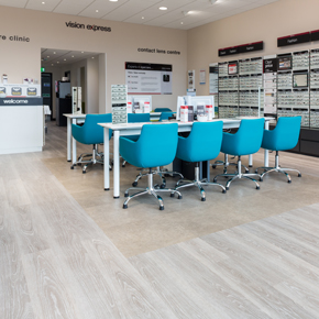 Polyflor Commercial PUR vinyl flooring at a Vision Express store